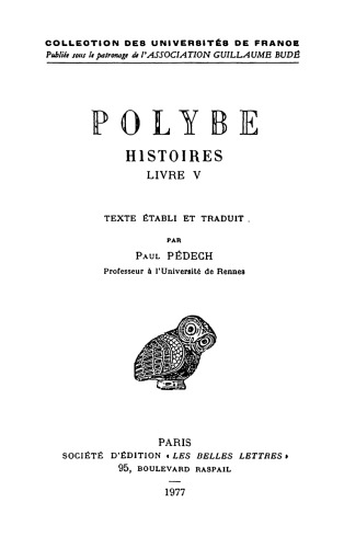﻿Polybius: Histories, Tome V: Book V