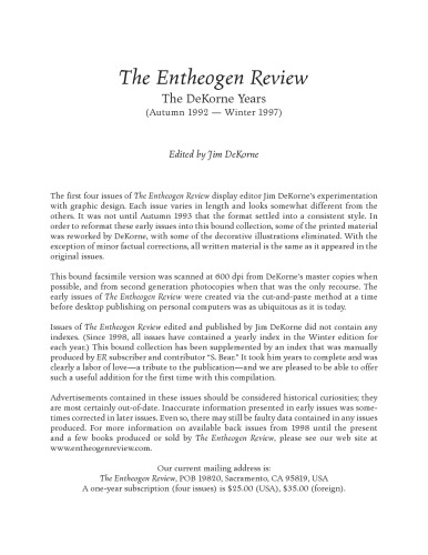 ﻿The Entheogen Review - 1992-2008