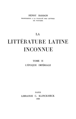 ﻿ادبیات لاتین ناشناخته، جلد دوم: عصر امپراتوری