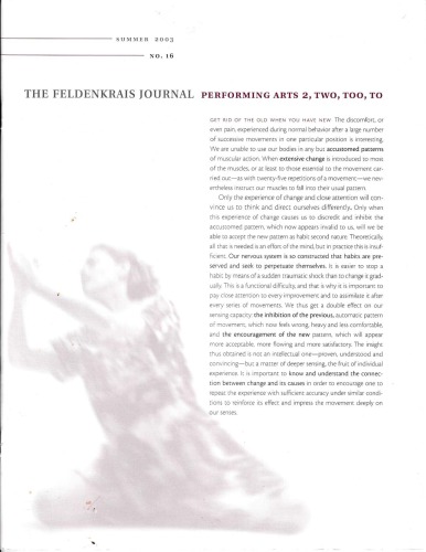 ﻿The Feldenkrais Journal #16 Performing Arts