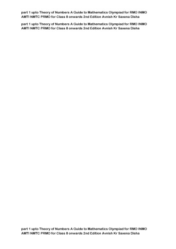 ﻿قسمت 1 تا نظریه اعداد راهنمای المپیاد ریاضیات برای RMO INMO AMTI NMTC PRMO برای کلاس 8 به بعد نسخه 2 Avnish Kr Saxena Disha