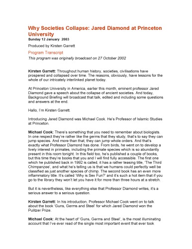 ﻿چرا جوامع فرو می ریزند (گفتگو در دانشگاه پرینستون)