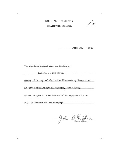 ﻿تاریخچه آموزش ابتدایی کاتولیک در اسقف نشینی نیوآرک، نیوجرسی