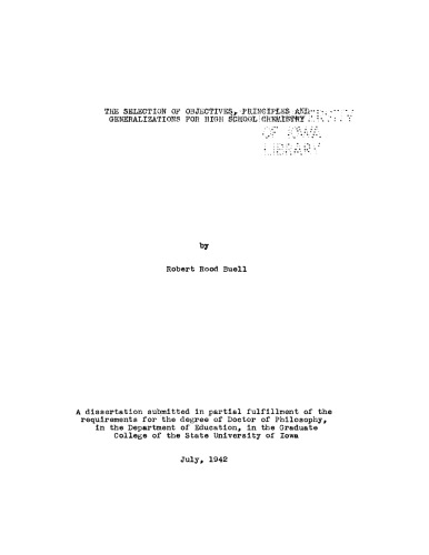 ﻿گزیده ای از اهداف، اصول و تعمیم برای شیمی دبیرستان