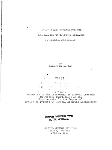 ﻿مطالعات اولیه برای ترجمه تبادل کاتیونی به پردازش مواد معدنی