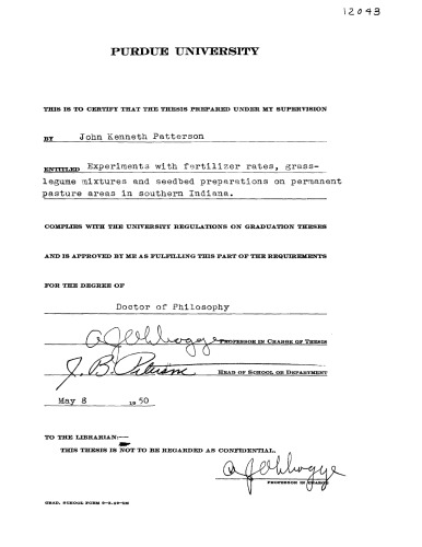 ﻿آزمایش‌هایی با میزان کود، مخلوط‌های علف و حبوبات و آماده‌سازی بستر بذر در مناطق مرتع دائمی در جنوب ایندیانا