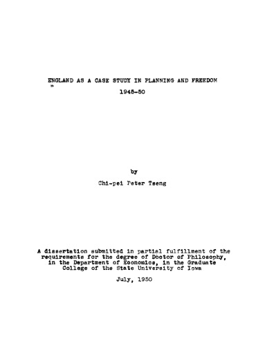 ﻿انگلستان به عنوان مطالعه موردی در برنامه ریزی و آزادی، 1945-1950