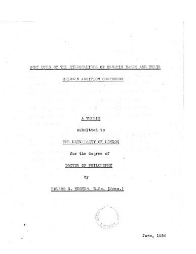 ﻿برخی از کاربردهای هیدروهالیدهای بازهای آلی و ترکیبات هالوژن افزوده آنها.