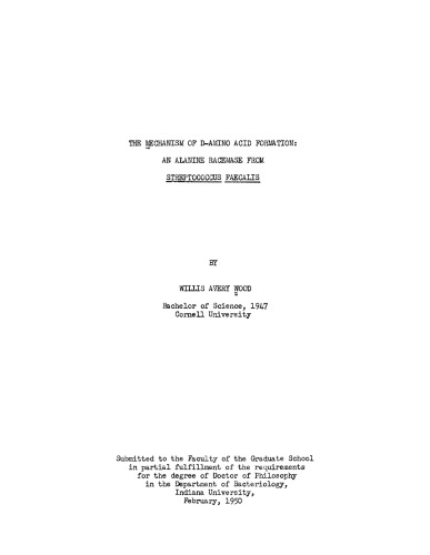 ﻿مکانیسم تشکیل اسید آمینه D: یک راسماز آلانین از Faecalis Streptococcus