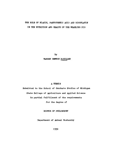 ﻿نقش نیاسین، پانتوتنیک اسید و ریبوفلاوین در تغذیه و سلامت خوک شیرخوار