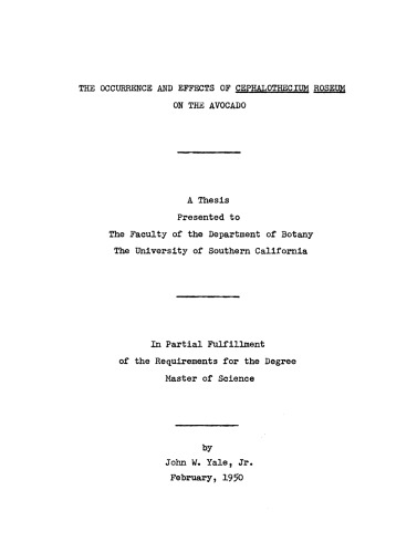 ﻿وقوع و تأثیرات Cephlothecium roseum بر روی آووکادو