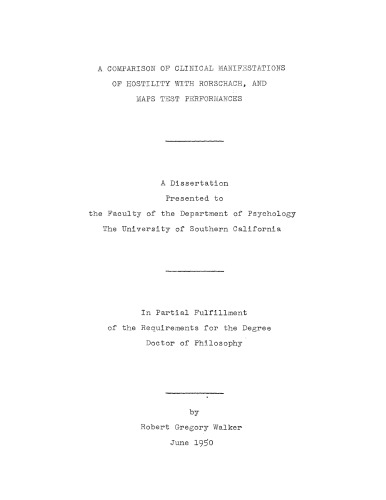 ﻿مقایسه تظاهرات بالینی خصومت با عملکرد آزمون رورشاخ و MAPS