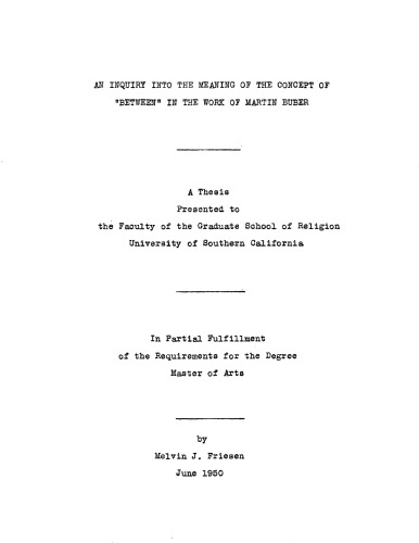 ﻿تحقیق در مورد معنای مفهوم «بین» در کار مارتین بوبر