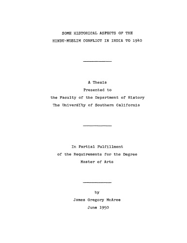 ﻿برخی از جنبه های تاریخی درگیری هندو و مسلمانان در هند تا سال 1940