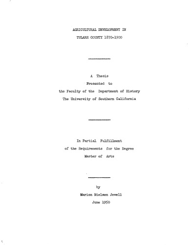 ﻿توسعه کشاورزی در شهرستان تولار: 1870-1900