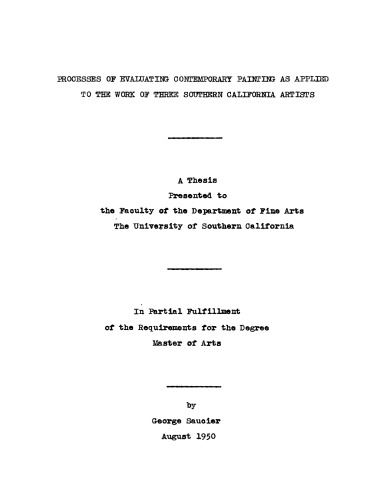 ﻿فرآیندهای ارزیابی نقاشی معاصر که در آثار سه هنرمند کالیفرنیای جنوبی اعمال می شود