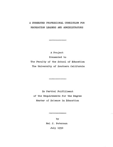 ﻿یک برنامه درسی حرفه ای پیشنهادی برای رهبران و مدیران تفریحی