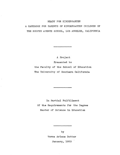 ﻿آماده برای مهدکودک: کتاب راهنمای والدین کودکان مهدکودک مدرسه Hooper Avenue، لس آنجلس، کالیفرنیا
