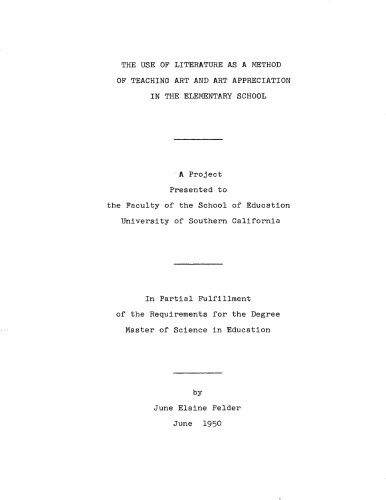 ﻿استفاده از ادبیات به عنوان روشی برای آموزش هنر و قدردانی از هنر در دوره ابتدایی