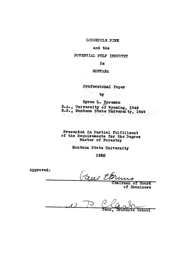 ﻿کاج Lodgepole و صنعت پتانسیل پالپ در مونتانا