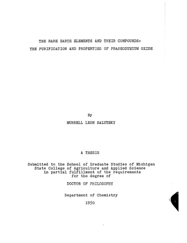 ﻿عناصر کمیاب خاکی و ترکیبات آنها: تصفیه و خواص اکسید پراسئودیمیم