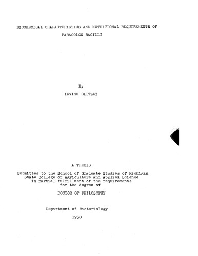 ﻿ویژگی های بیوشیمیایی و نیازهای تغذیه ای باسیل های پاراکولون