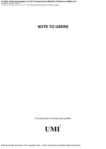 ﻿سمیت گاما -1،2،3،4،5،6 بنزن هگزاکلرید (لیندن) به موش های آلبینو