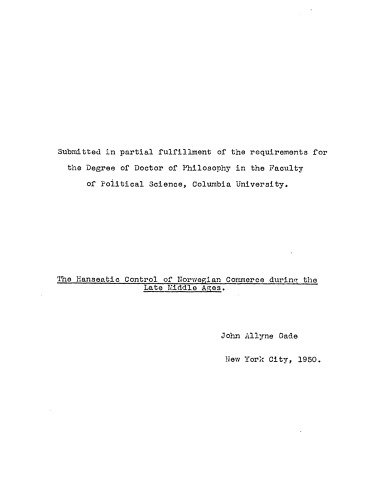 ﻿کنترل هانسیایی بازرگانی نروژ در اواخر قرون وسطی