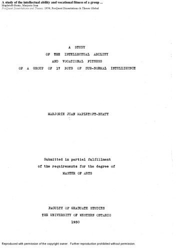 ﻿بررسی توانایی فکری و آمادگی شغلی یک گروه 17 نفره از پسران با هوش زیر نرمال