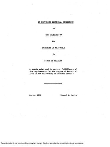 ﻿شرح تاریخی ـ اعتقادی دکترین ابدیت جهان در سیگر برابانت