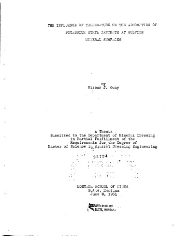 ﻿تاثیر دما بر جذب پتاسیم اتیل زانتات در سطوح سولفید معدنی