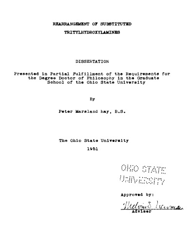 ﻿بازآرایی تری تیل هیدروکسیل آمین های جایگزین