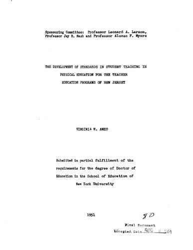 ﻿توسعه استانداردها در آموزش دانش آموزان در تربیت بدنی برای برنامه های تربیت معلم نیوجرسی