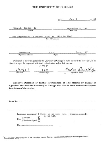 ﻿افسردگی در منسوجات پنبه ای، 1923-1940