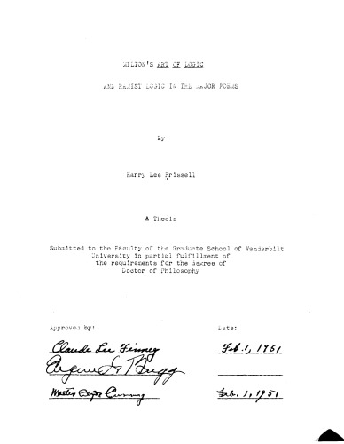 ﻿هنر منطق میلتون و منطق رامیستی در شعرهای اصلی