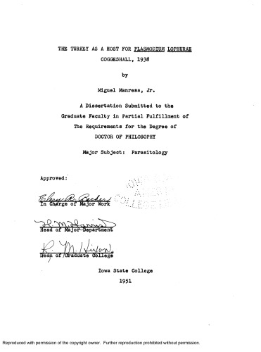 ﻿بوقلمون به عنوان میزبان Plasmodium lophurae Coggeshall، 1938