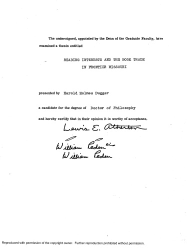 ﻿علایق مطالعه و تجارت کتاب در مرز میسوری