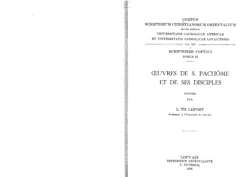 ﻿Oeuvres de S. Pachôme et de ses disiple