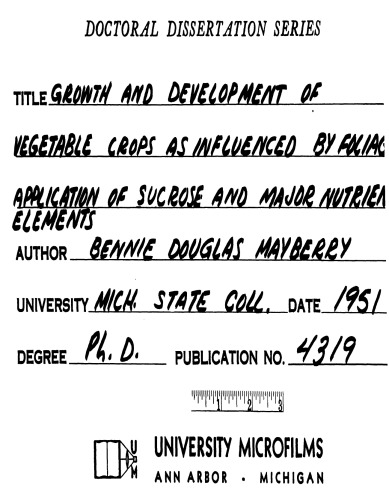 ﻿رشد و نمو گیاهان سبزی تحت تأثیر کاربرد ساکارز و عناصر اصلی مغذی در شاخ و برگ