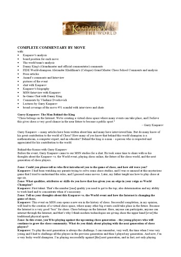 گری کاسپاروف در مقابل جهان 1999 (تفسیر کامل)