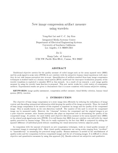 [مقاله] اندازه گیری مصنوع فشرده سازی تصویر جدید با استفاده از موجک