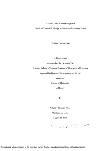 ﻿یک کار خوب هرگز فراموش نمی شود: اعتبار و مبادله متقابل در فرانسه قرن هفدهم