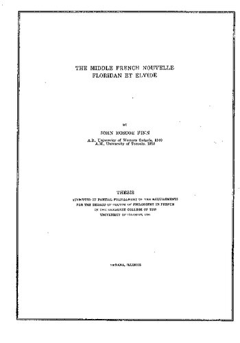 ﻿The Middle French Nouvelle Florida et Elvide