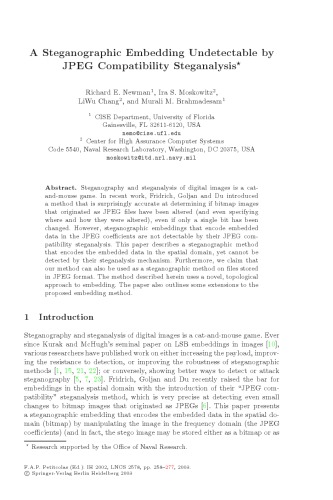 جاسازی Steganographic غیر قابل کشف توسط JPEG سازگاری استگانالیز