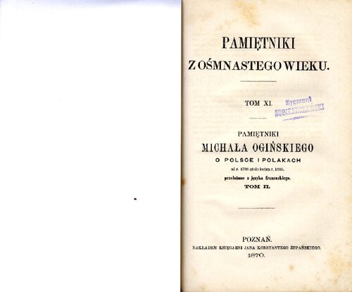 ﻿خاطرات میخال اوگینسکی درباره لهستان و لهستانی ها: از 1788 تا پایان 1815