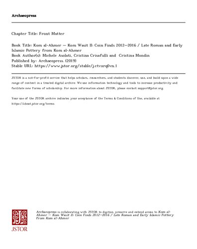 ﻿Kom alahmer - Kom Wasit II: Coin Finds 2012-2016 - سفال رومی پسین و اوایل اسلامی از کوم الاحمر