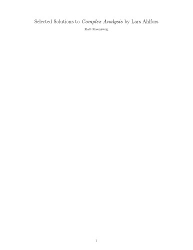 ﻿راه حل های منتخب برای تجزیه و تحلیل پیچیده توسط لارس Ahlfors