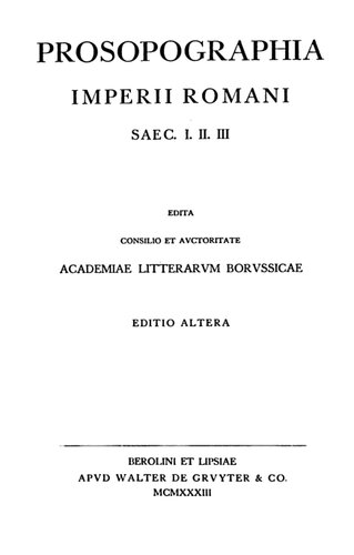 ﻿Prosopographia Imperii Romani, Pars I (A - B)
