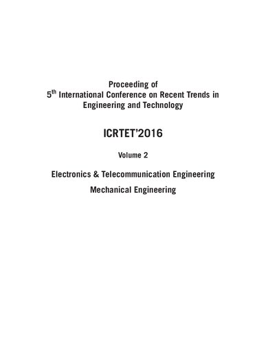 ﻿مجموعه مقالات پنجمین کنفرانس بین المللی گرایش های اخیر در مهندسی و فناوری ICRTET’2016 جلد 2 مهندسی الکترونیک و مخابرات مهندسی مکانیک