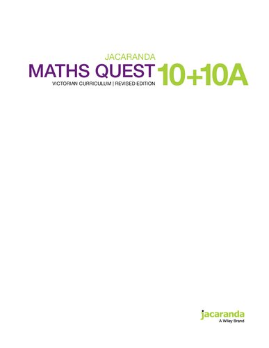 ﻿Jacaranda Maths Quest 10 + 10 A For Victorian Australian Curriculum Edition